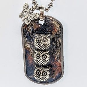 Love Owls & Butterflies Dog Tag necklace
